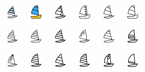 Sailing Boats Vector Graphics, Nautical Icons, Sailboat Illustrations, Boat Designs