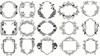 Collection of Decorative Floral Wreath and Frame Designs.