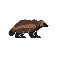 Illustration of a Wolverine Standing in Profile.