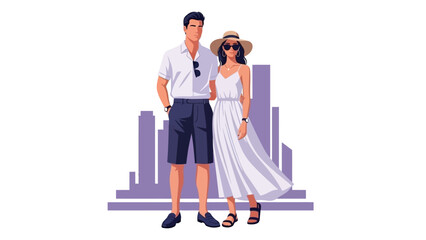 A happy married couple and smiling people enjoy shopping for a wedding dress and groom suit to celebrate their love and upcoming marriage ceremony