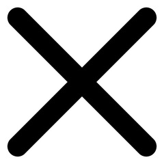 Close Icon, Minimalist X Mark Symbol for Cancel Action, Exit Button, and Mobile App Interface Delete Function
