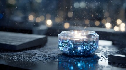 Modern holiday candle background created in luminous tech style