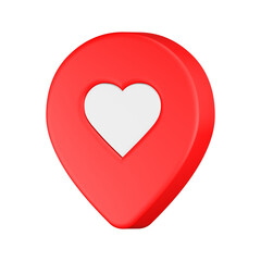 pin love 3d rendering icon red color