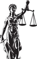 Lady Justice Silhouette with Scales and Sword