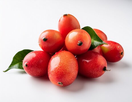 red ripe rambai fruit bunch white background