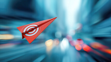 Plane is flying from a blurred area