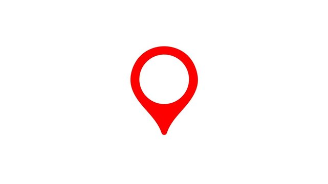 Animated red map pin icon for navigation apps digital maps and GPS tracking services on a white background for modern user interface design projects.
