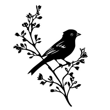 Silhouette Sentiment: Melancholic Bird Bare Tree | Clean, isolated vector art for creative projects.