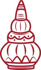 Gach Kouto Sindoor Box, Red Kumkum Pot for Bengali Wedding Rituals element design