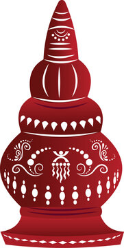 Gach Kouto Sindoor Box, Red Kumkum Pot for Bengali Wedding Rituals element design