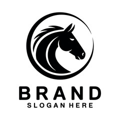Black Horse Head Logo Template