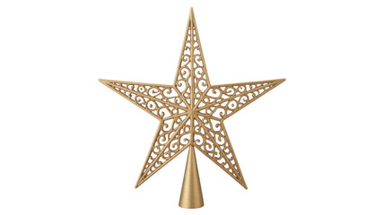 Fototapeta premium Gold star decoration with intricate Christmas star intricate gold color isolated on a transparent background