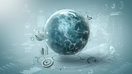 Global Earth working with digital data analytics network - Powered by Adobe