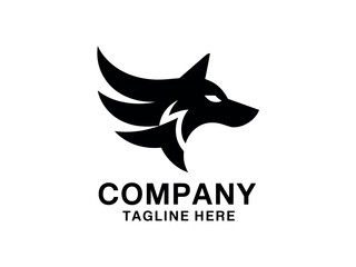 Modern Black Wolf Logo Design