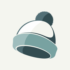 Minimalist Flat Vector Winter Hat Illustration with Pom-Pom