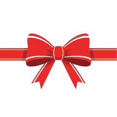 Flat Vector Red Gift Bow Illustration with Gold Ribbon Details