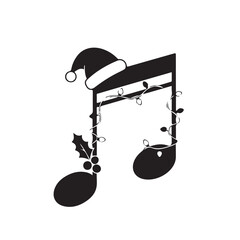 Flat Vector Christmas Music Note Silhouette with Festive Decorations