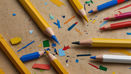 Yellow colored recycled plastic with colorful fragments