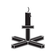 Monochrome Flat Vector Candle with Dripping Wax on Stand