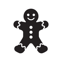 Flat Vector Gingerbread Man Silhouette with Icing Details and Happy Face