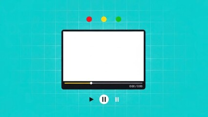Modern digital video player interface illustration with blank screen, p