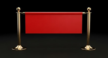 Elegant red velvet rope barrier with golden stanchions, creating a sense of exclusivity and importance against a dark and luxurious backdrop