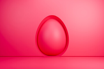 Red 3D Easter egg in a circular wall niche background.