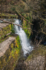 Sgwd Clun Gwyn waterfall in Waterfall Country, in the Brecon Beacons national park, south Wales, UK