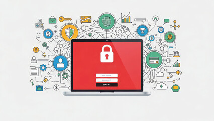 Conceptual illustration of digital data security and network protection,