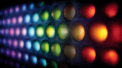 Abstract illuminated panel displaying dynamic circular patterns symbolizing data flow and technological vibrancy within digital systems.
