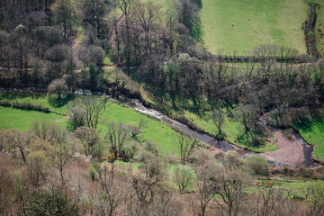 View from Carreg Cennen Castle overlooking the River Cennen in Carmarthenshire, Wales