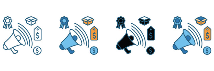 Multicolor development vector icon set illustrating business growth, marketing, performance improvement, and workflow development. and corporate