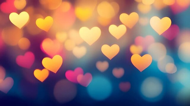 Abstract bokeh hearts animation for love, valentines day, or romantic design concept
