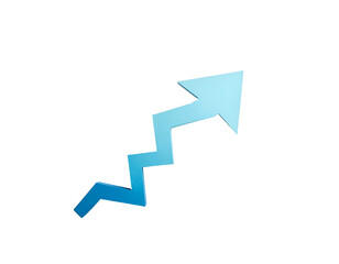 Upward-pointing zigzag arrow with a dark-to-light blue gradient