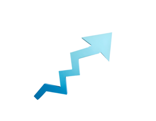 Upward-pointing zigzag arrow with a dark-to-light blue gradient