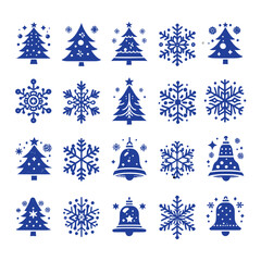 Christmas Symbol Set, Flat Minimal Style, Modern Christmas Vector Bundle, Festive Elements, Decorative Clipart Collection, Minimalist Vector Art, Silhouette Set, Holiday Icons for Cricut Sublimation,