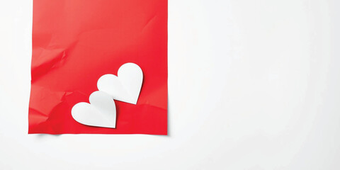 valentine's day, paper hearts, red background, white hearts, heart cutouts, handmade love, romantic craft, minimalist design, love concept, crumpled paper, paper art, anniversary card, wedding invitat