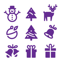 Christmas Symbol Set, Flat Minimal Style, Modern Christmas Vector Bundle, Festive Elements, Decorative Clipart Collection, Minimalist Vector Art, Silhouette Set, Holiday Icons for Cricut Sublimation,