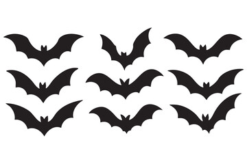 Fototapeta premium Vector bat Silhouette Set Collections Bat Shadow Bundle . Horror Halloween Flying Bats