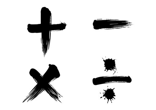 Japanese Ink Calligraphy Math Symbols Set &ndash; Plus Minus Multiply Divide