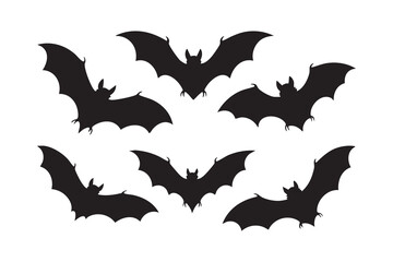 Vector bat Silhouette Set Collections Bat Shadow Bundle . Horror Halloween Flying Bats