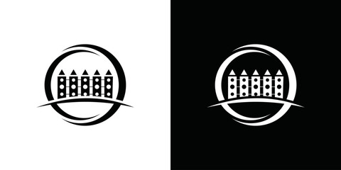 simple plant fence logo vector