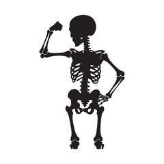 Vector Skeleton girl is posting. isolated on white background