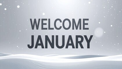 Welcome January winter landscape with snow and soft light