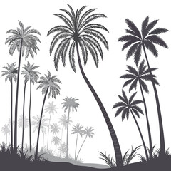 Fototapeta premium Tropical Landscape with Palm Trees Silhouettes 