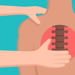 Osteopathy outline icon - hands and spine