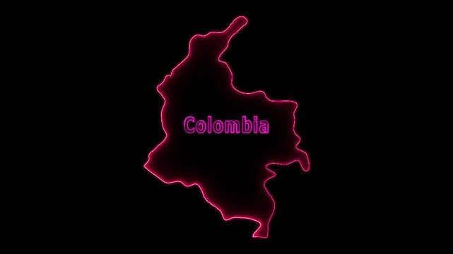 Glowing neon Colombia country map and futuristic design concept, Motion graphic 4k video.