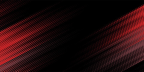 Obraz premium Halftone dots red and blue color pattern gradient grunge texture background. Dot pop art comic sport style vector illustration.