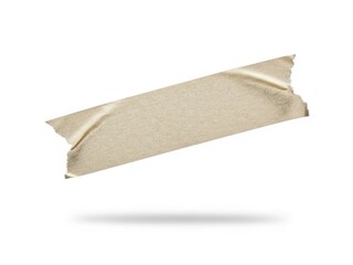 A beige colored cloth or fabric strip isolated on white background