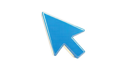 Blue Computer Cursor Pointing on White Background